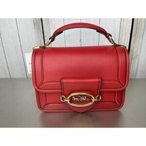 New! Coach Hero Shoulder Bag Sport Red Accordion Style Hangtag Strap Crossbody